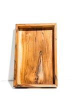 Square teak wood wooden trays with handle