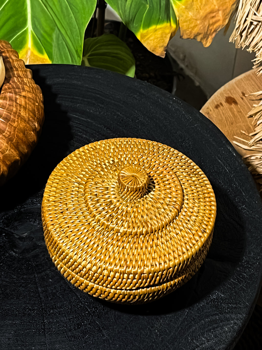 Kuro Rattan Round Mini Storage