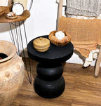Bhanu Round Side Table with Sou Sugi Ban Finishing