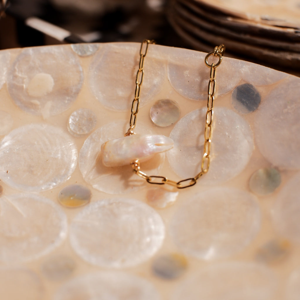 Square Barouqe Fresh Water Pearl Stainless Bracelet