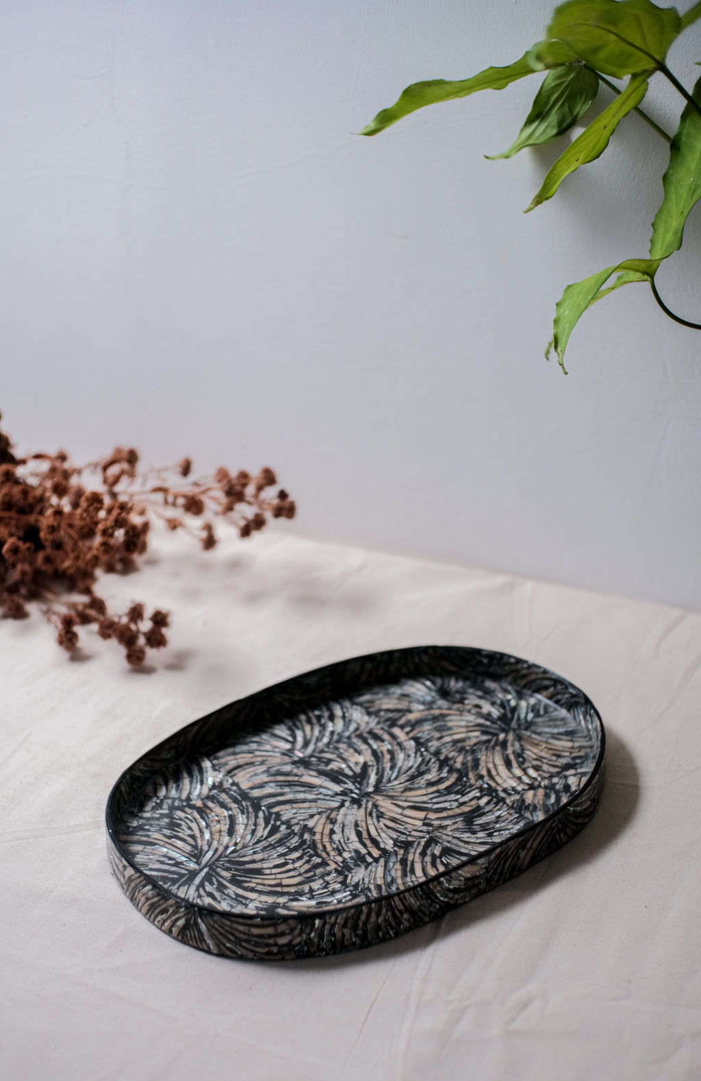 Oval Spiral Shells Decorative Tray