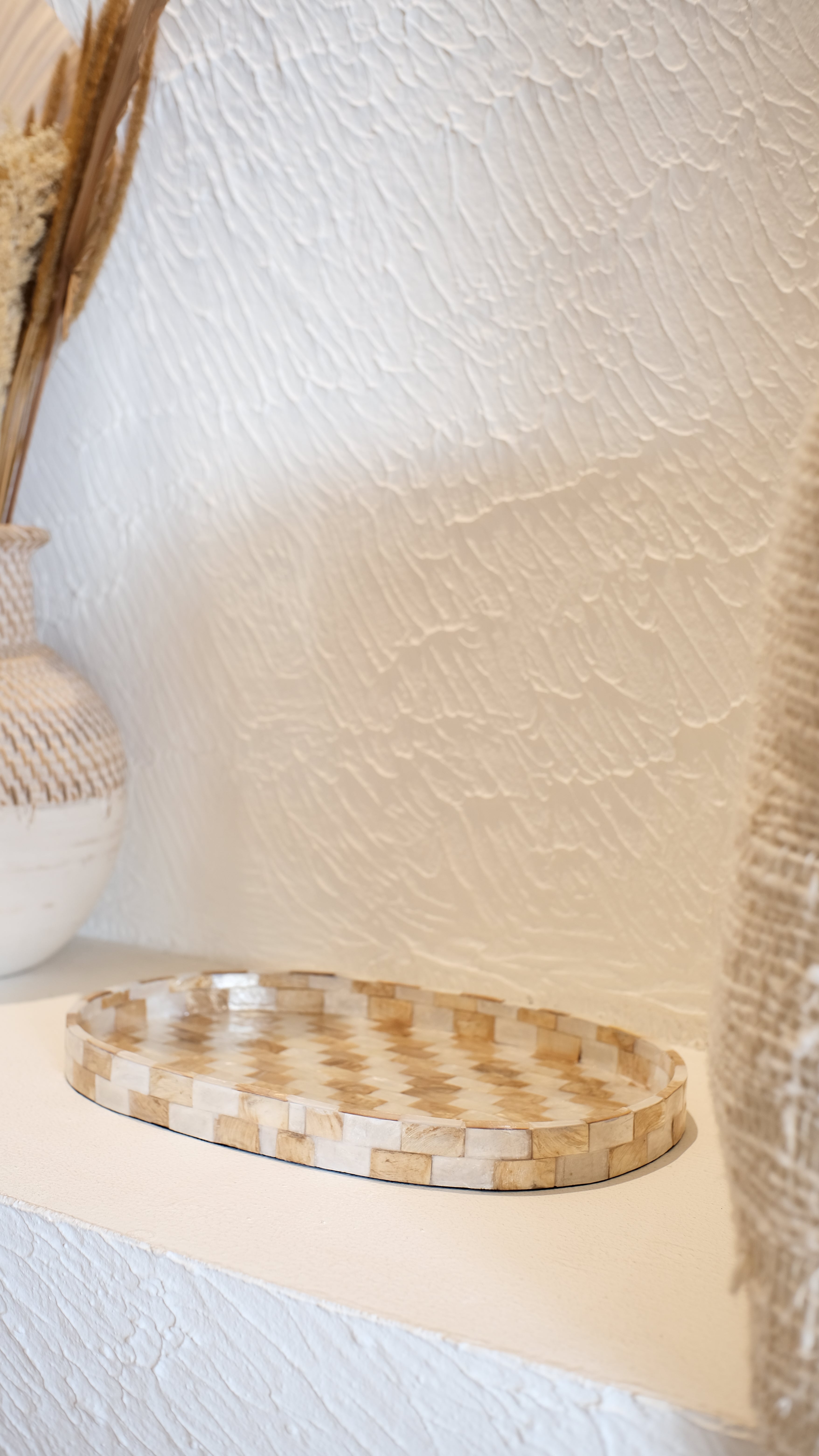 Oval Shells Decorative Trays Beige