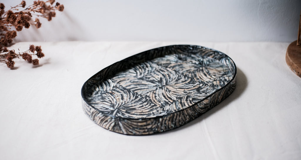 Oval Spiral Shells Decorative Tray