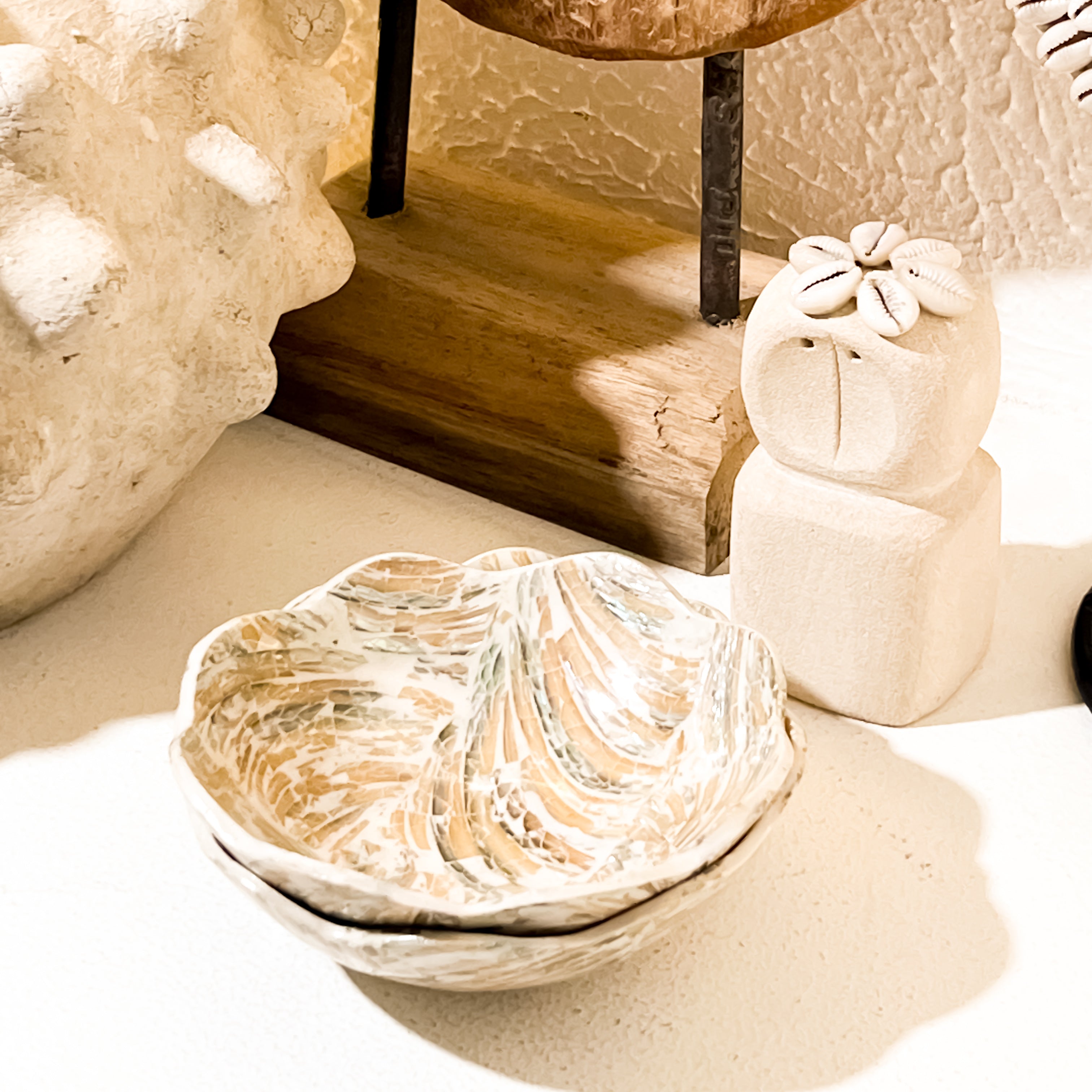 Beige Flower Decorative Bowl