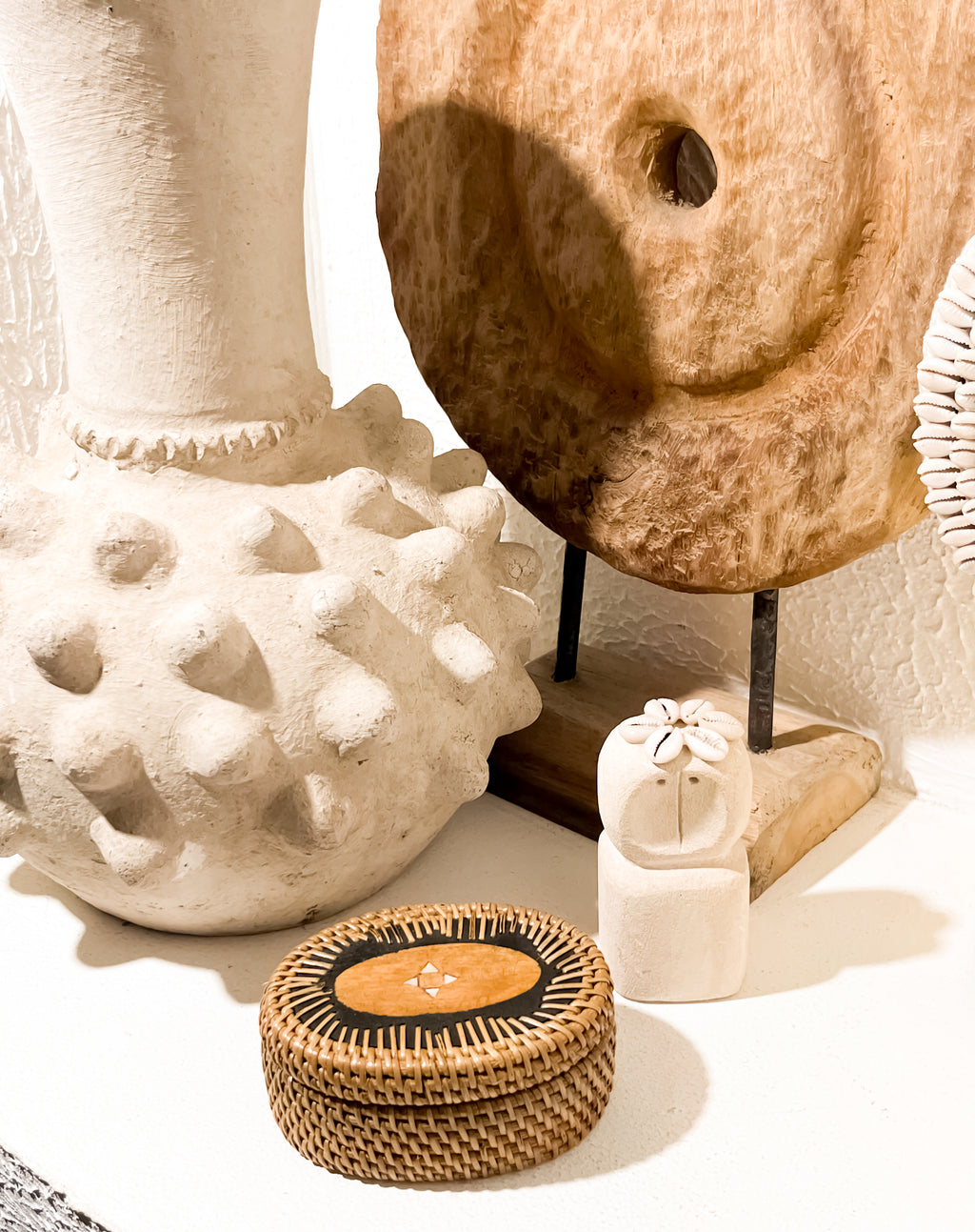 Oval Rattan Jewelry Box with Sea Shells Accent