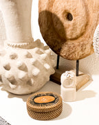 Oval Rattan Jewelry Box with Sea Shells Accent