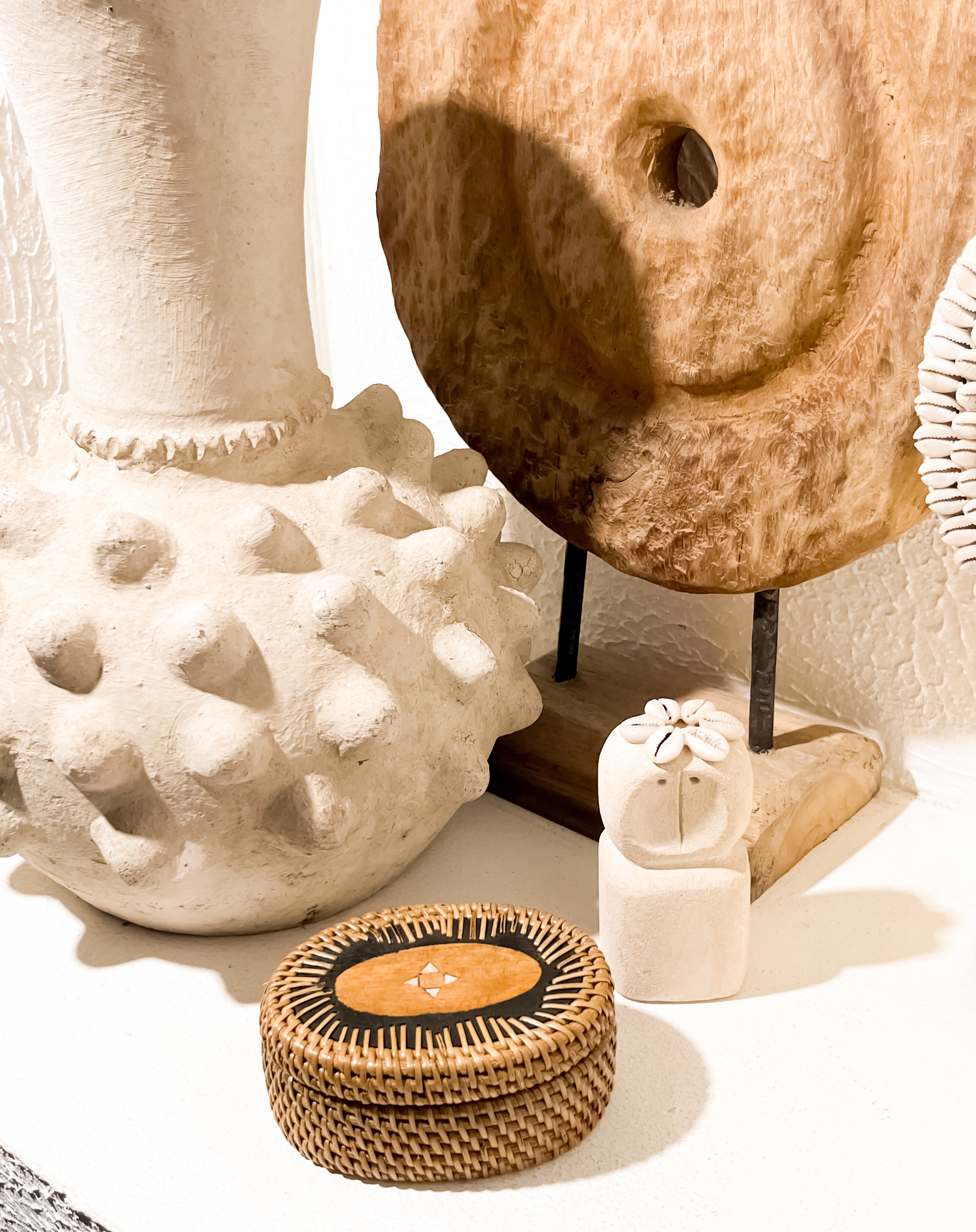 Oval Rattan Jewelry Box with Sea Shells Accent