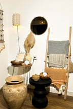 Bhanu Round Side Table with Sou Sugi Ban Finishing