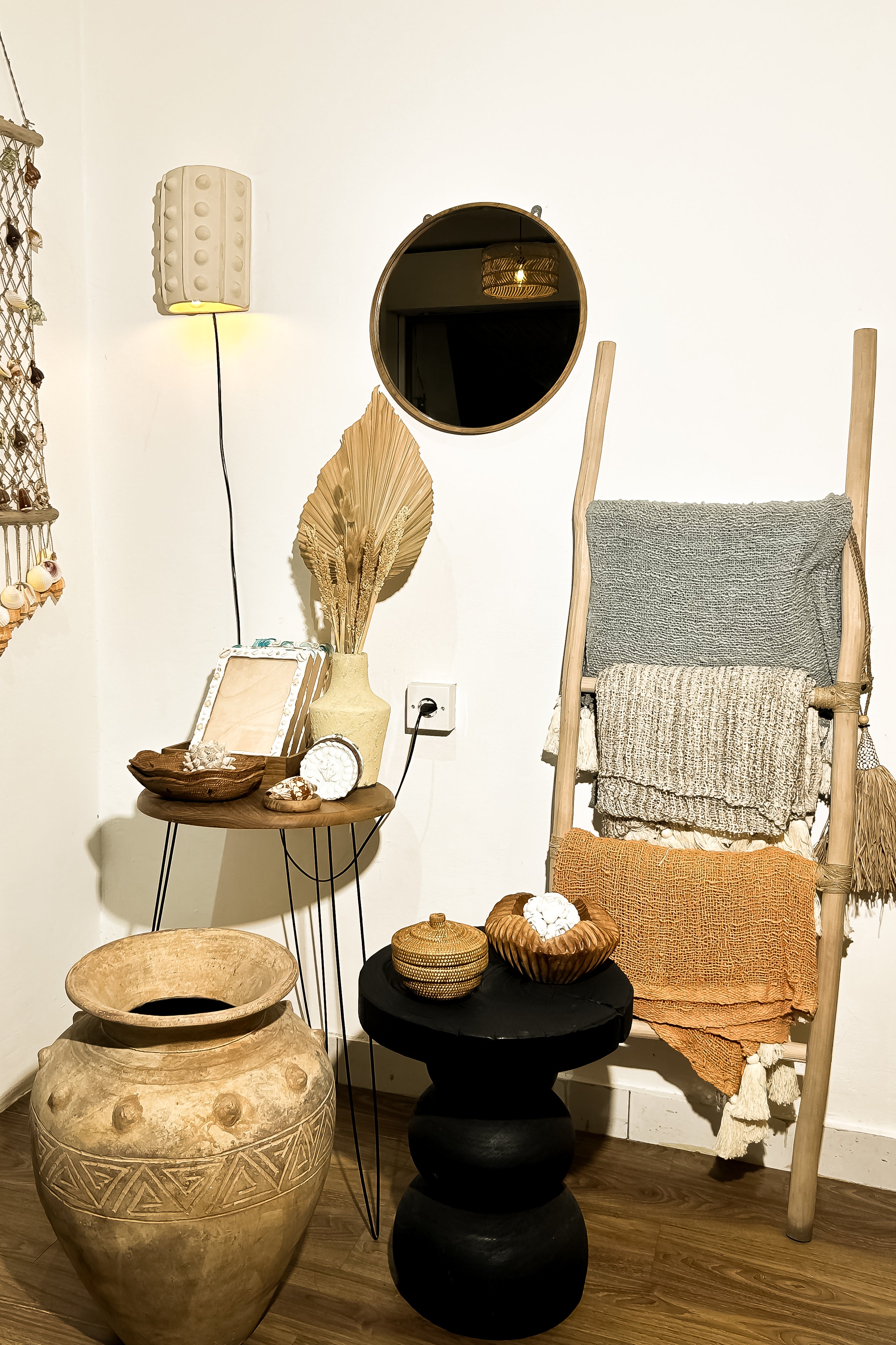 Bhanu Round Side Table with Sou Sugi Ban Finishing