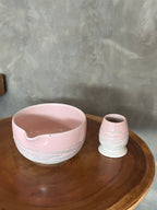 Ceramic Matcha Bowl Set With Nude Color