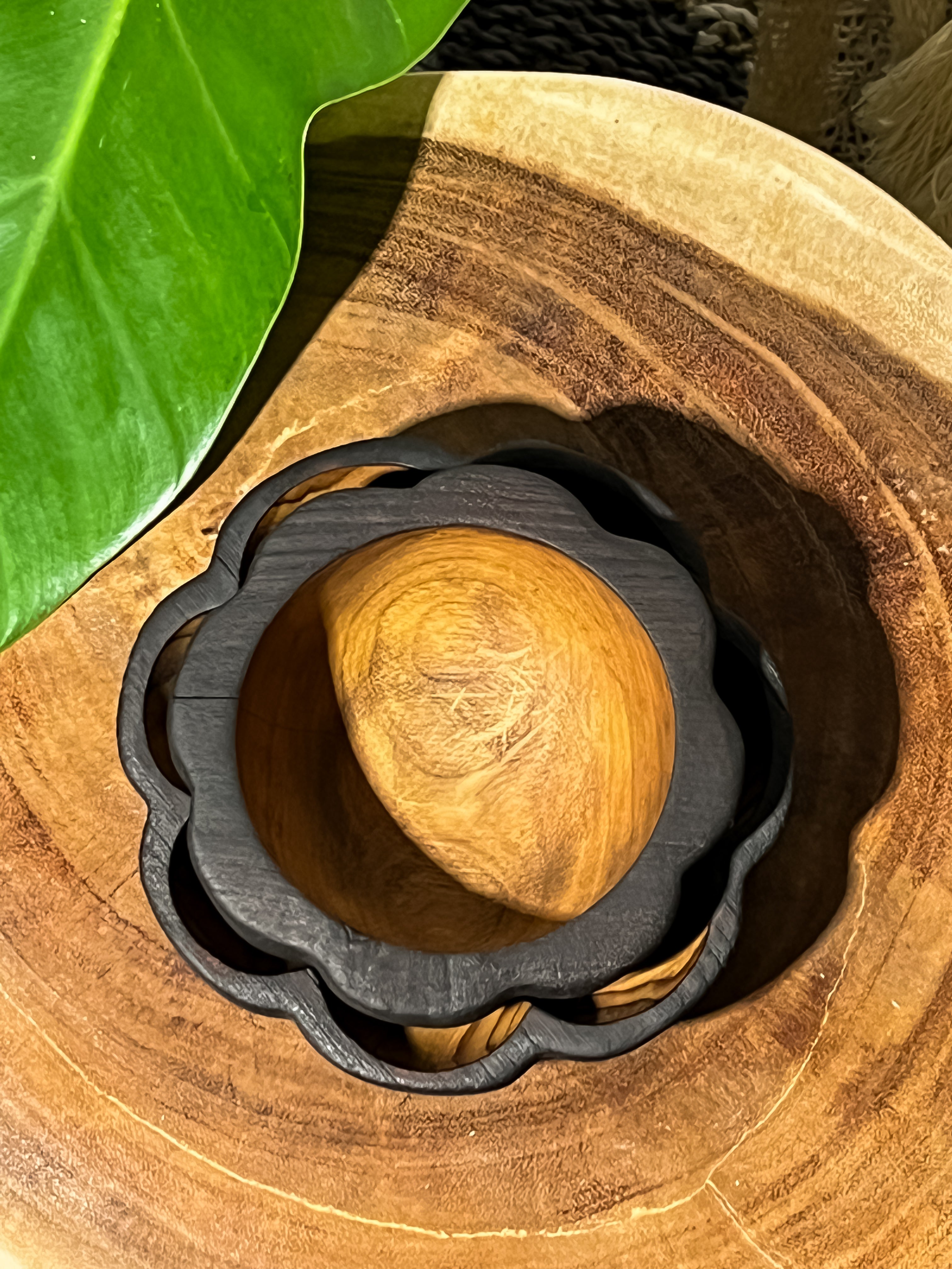 Wooden Flower Bowl in Black