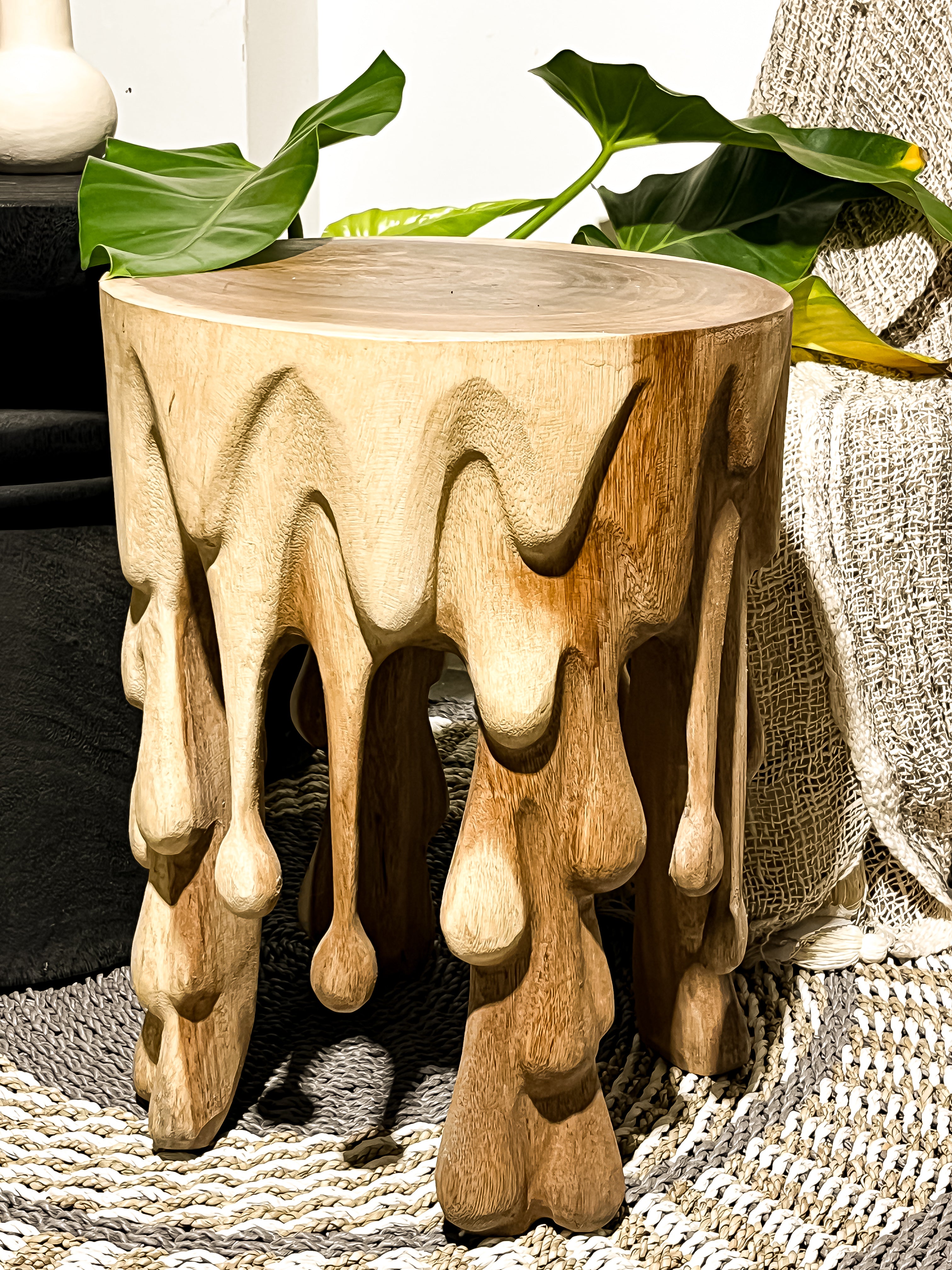 Suar Solid Wood Stool Melted