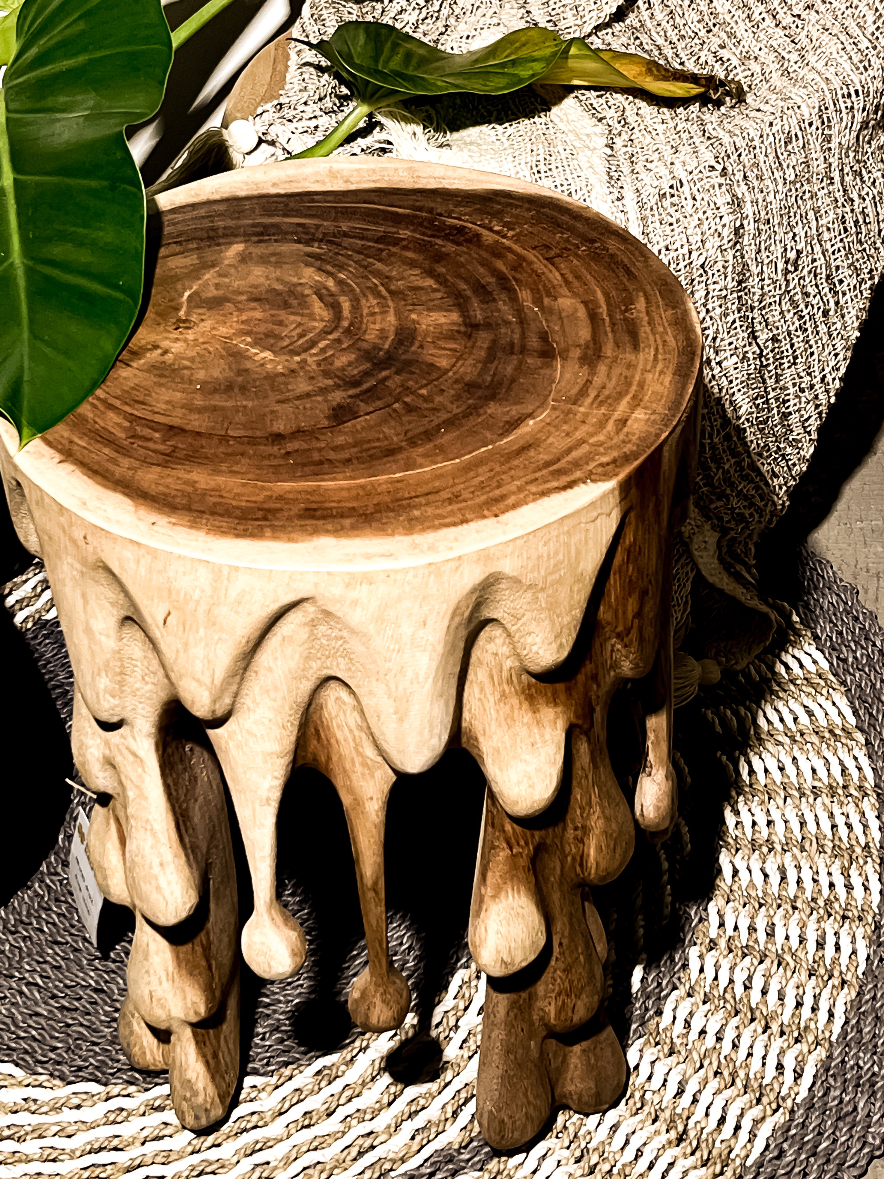 Suar Solid Wood Stool Melted