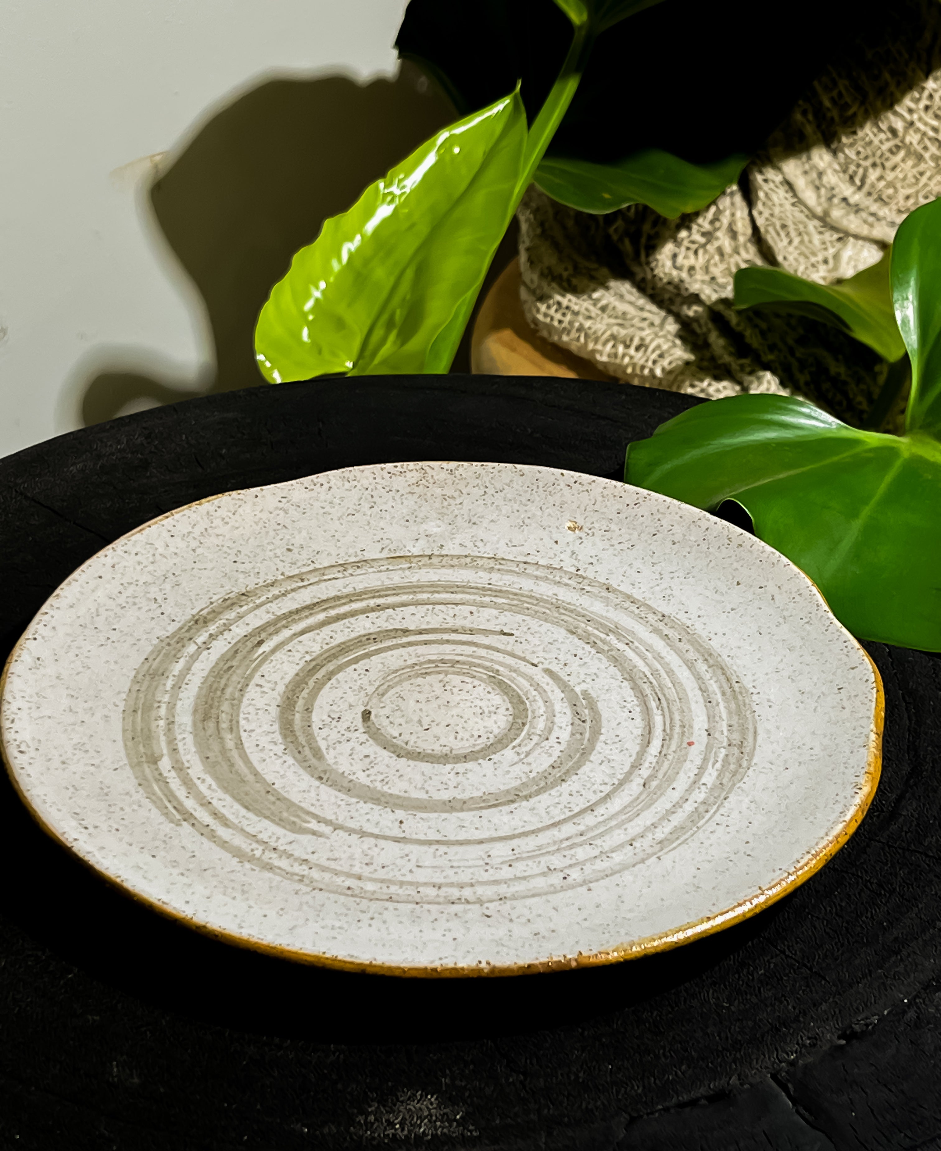 Ceramic Irregular shape with circle motif