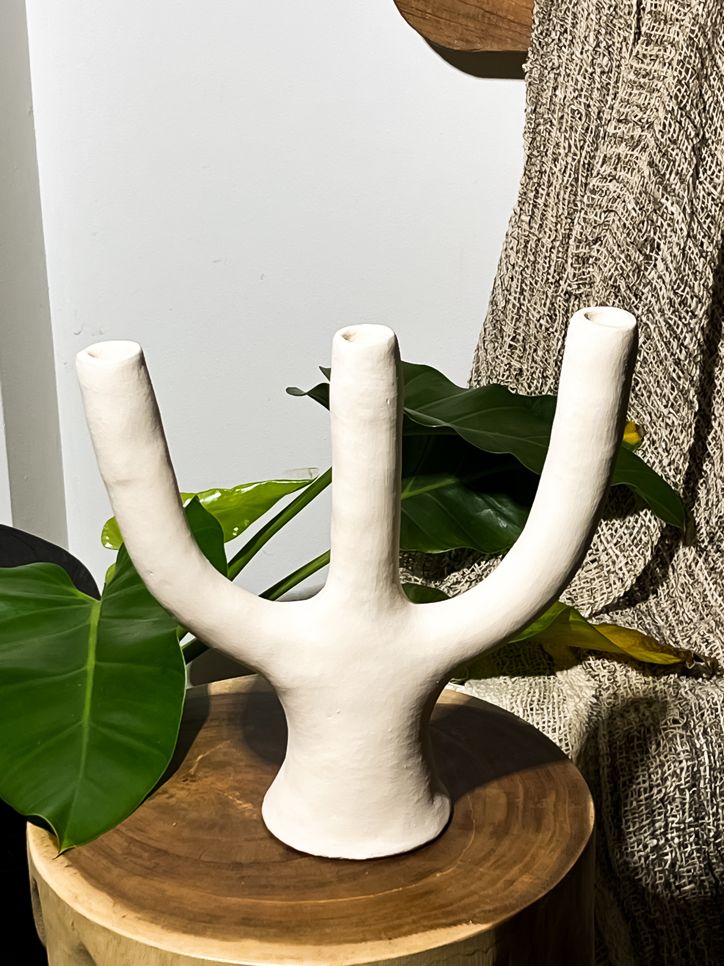 Handmade Pottery Candle Holder Coral