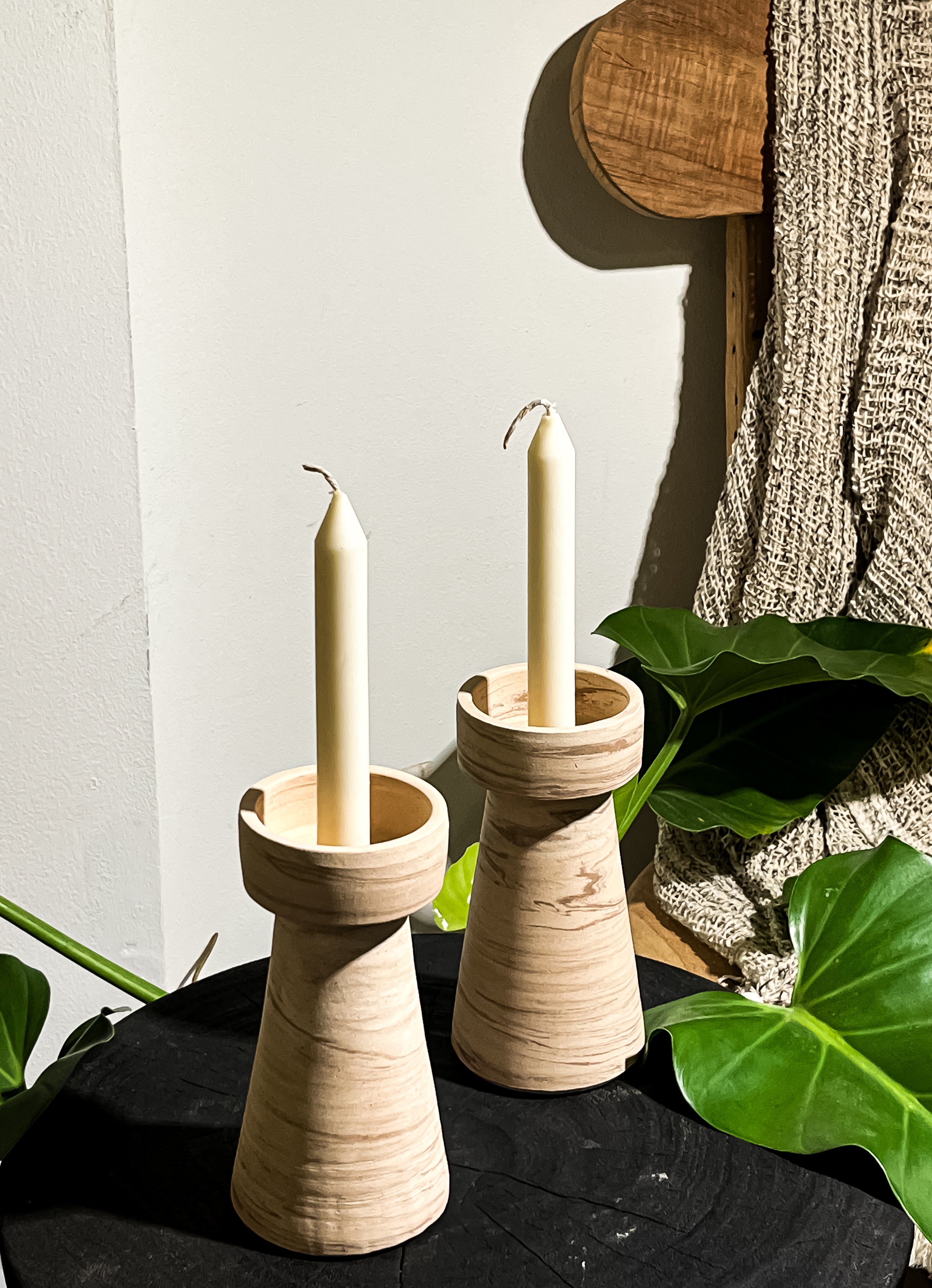 Ceramic Candle Holder Marble Motif