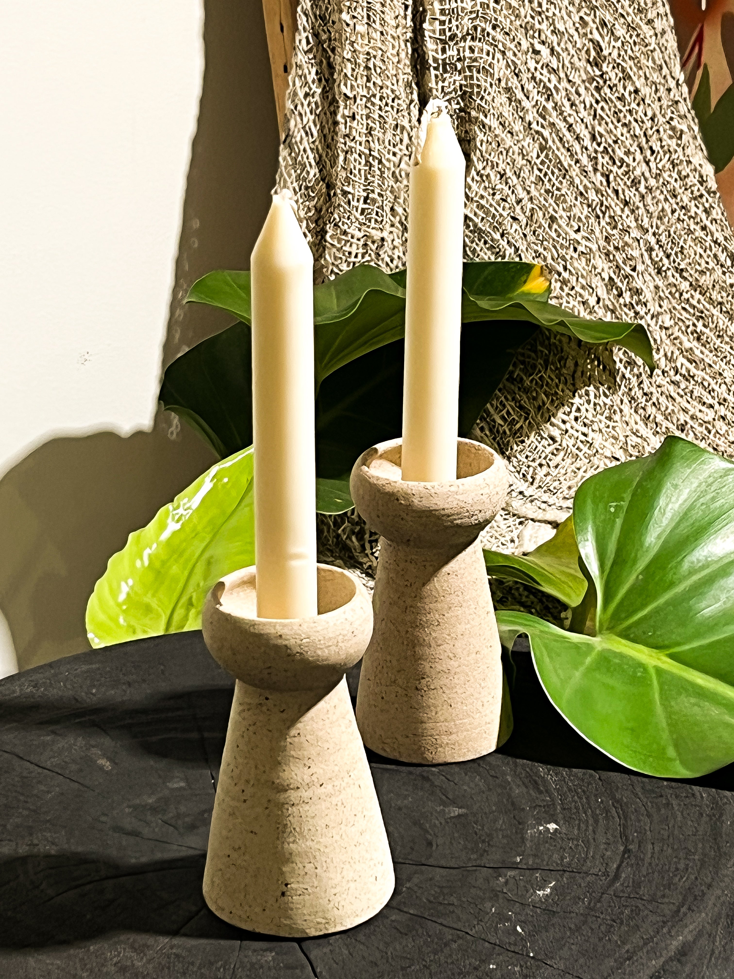 Ceramic Candle Holder Natural