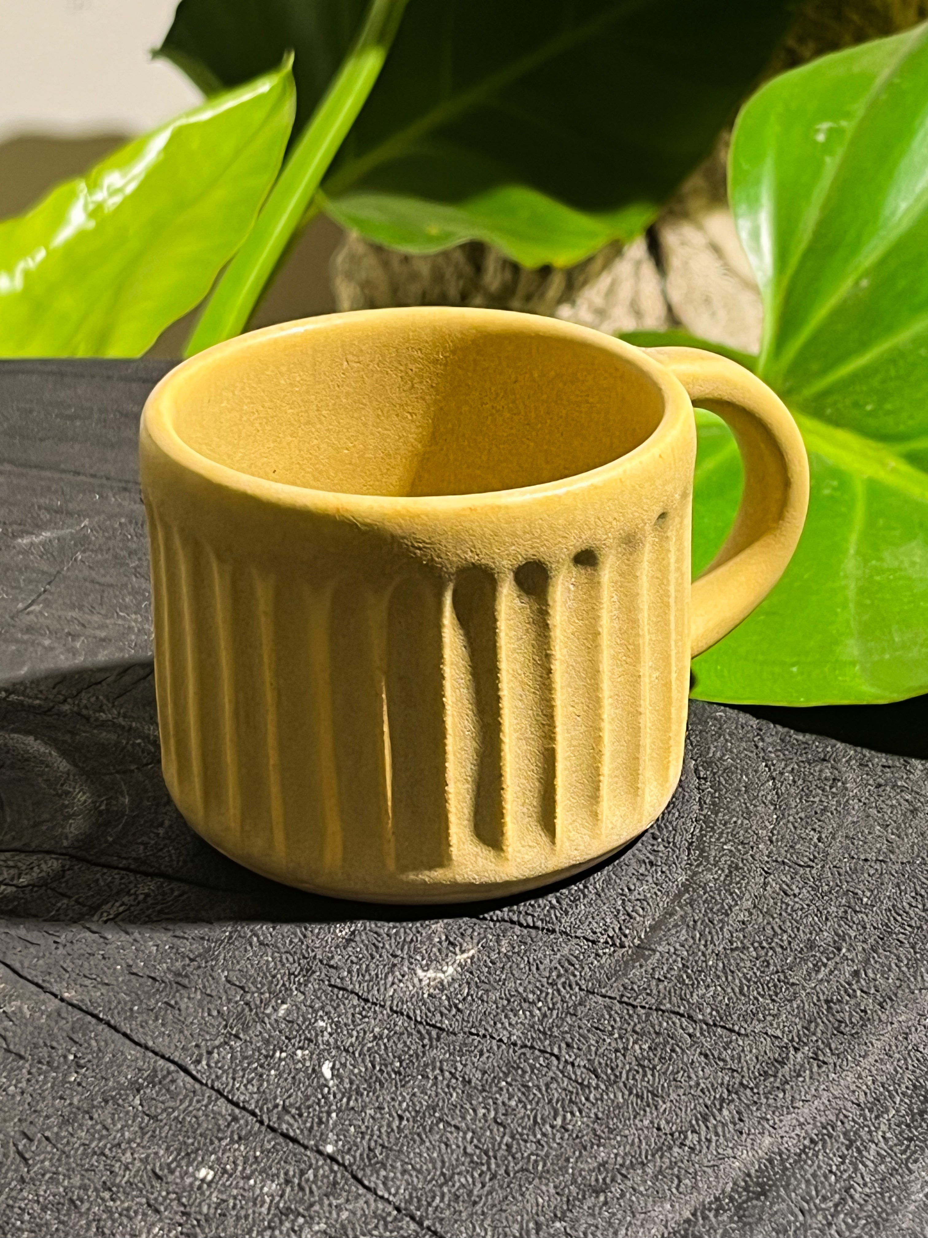 Ceramic Mug With Handle Yellow Lurik