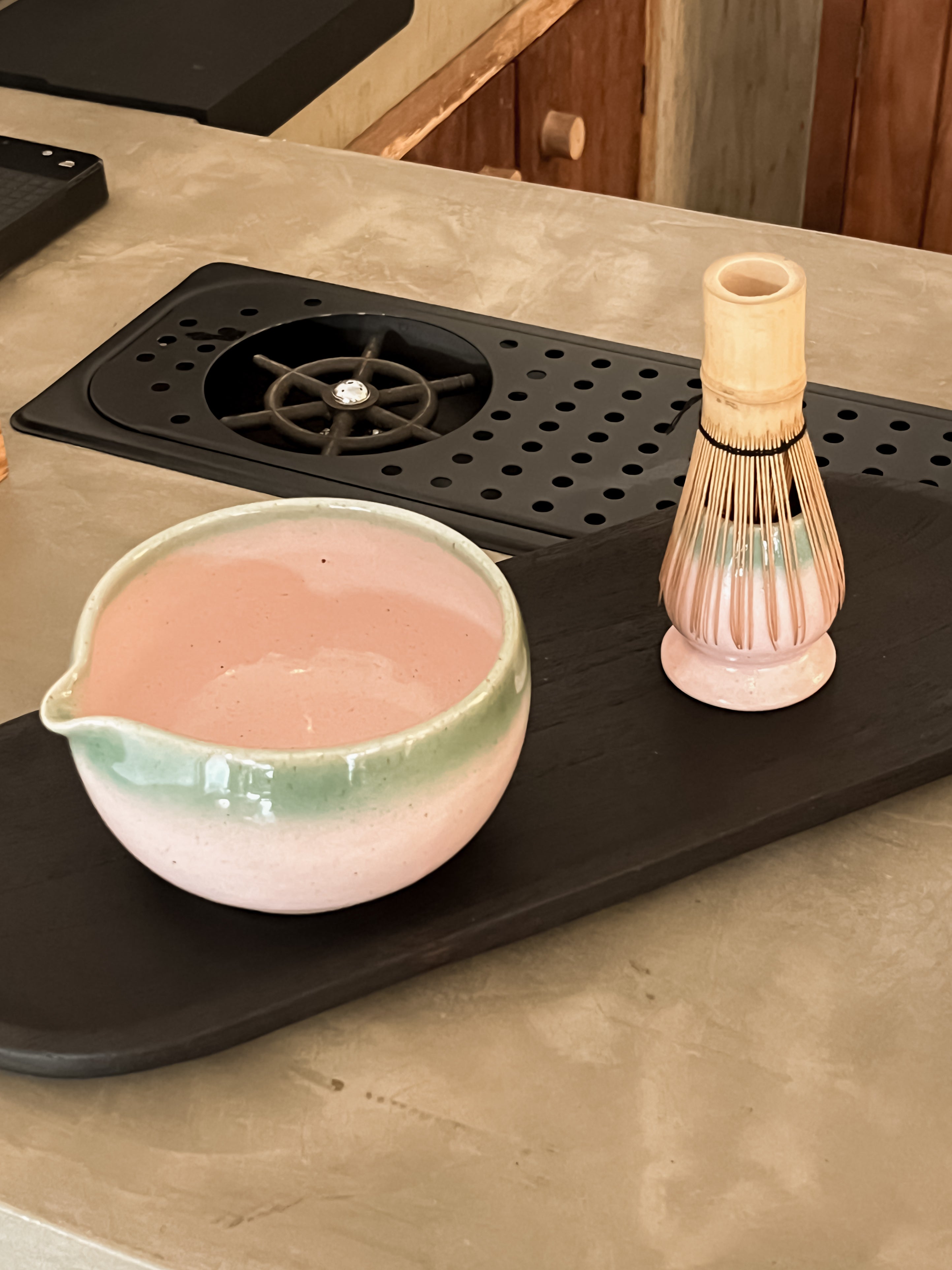 Ceramic Matcha Bowl Set With Nude Color
