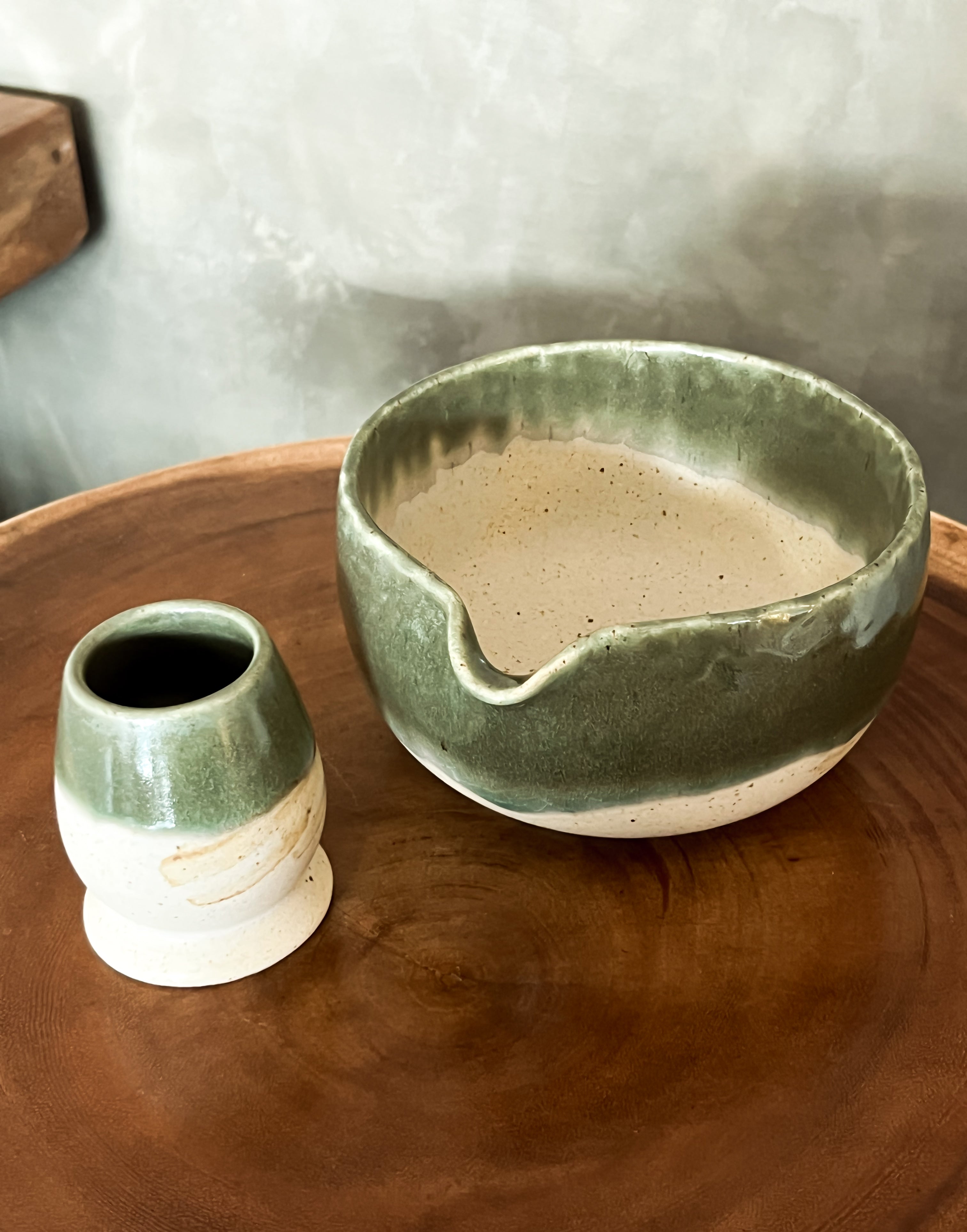 Ceramic Matcha Bowl Set With Nude Color