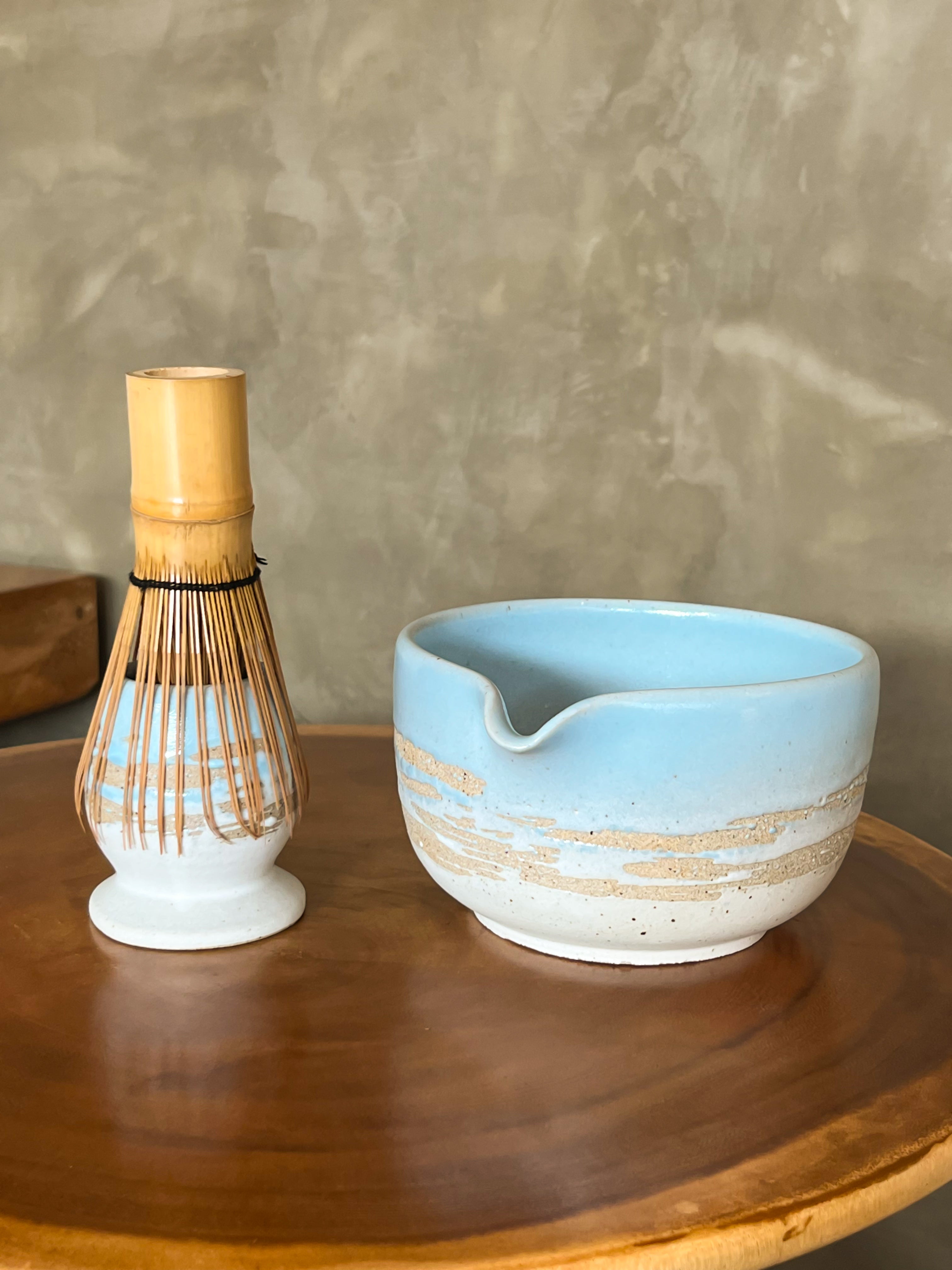Ceramic Matcha Bowl Set With Nude Color