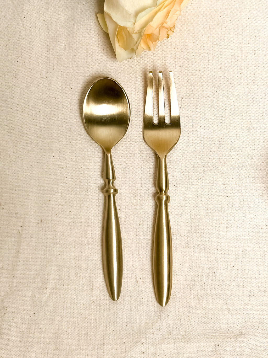 Brass Dessert Cutlery with Vintage Style